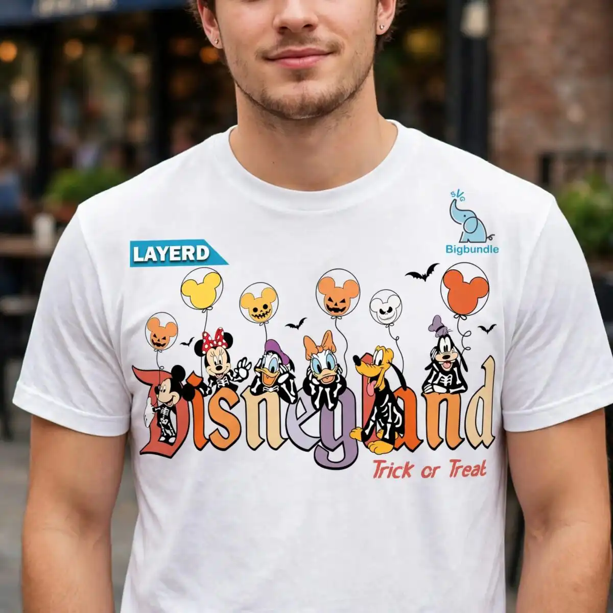 disneylan trick or treat png design printed on a plain product mockup