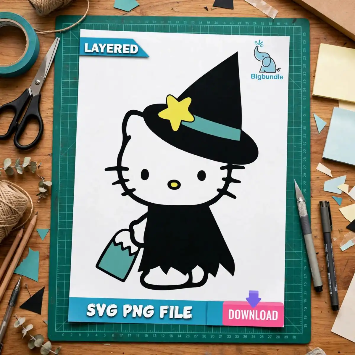 cute hello kitty png design printed on a plain product mockup