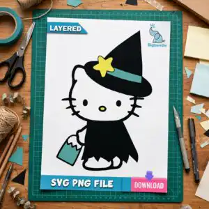 cute hello kitty png design printed on a plain product mockup