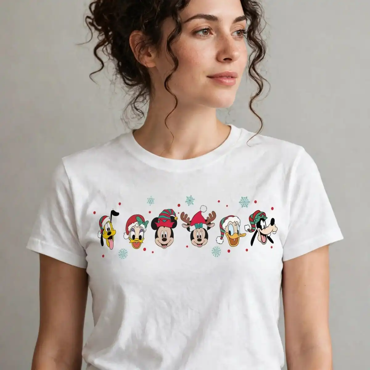 disneyland merry christmas shirt png with six cheerful festive friends disneyland merry christmas shirt png design printed on a plain product mockup