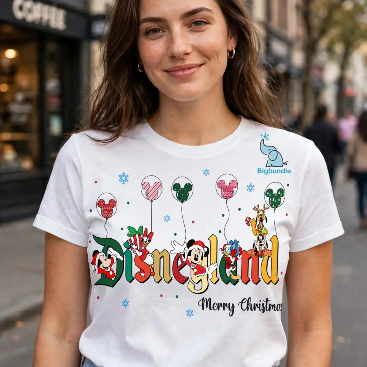 happy disneyland merry christmas png design printed on a plain product mockup