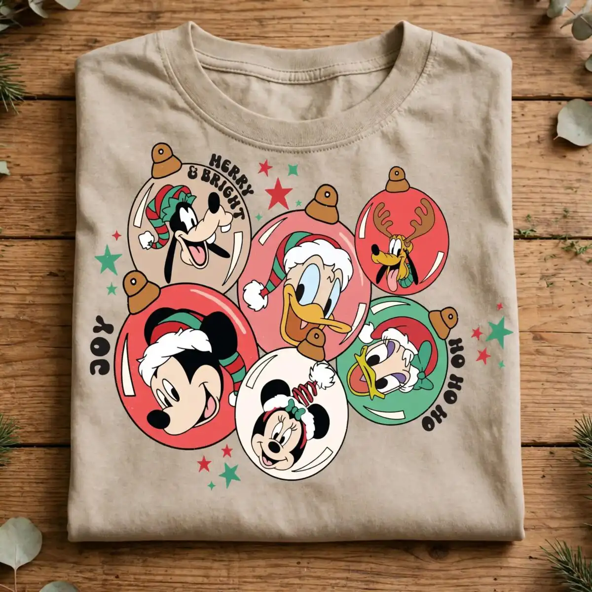 disney christmas joy shirt png design printed on a plain product mockup