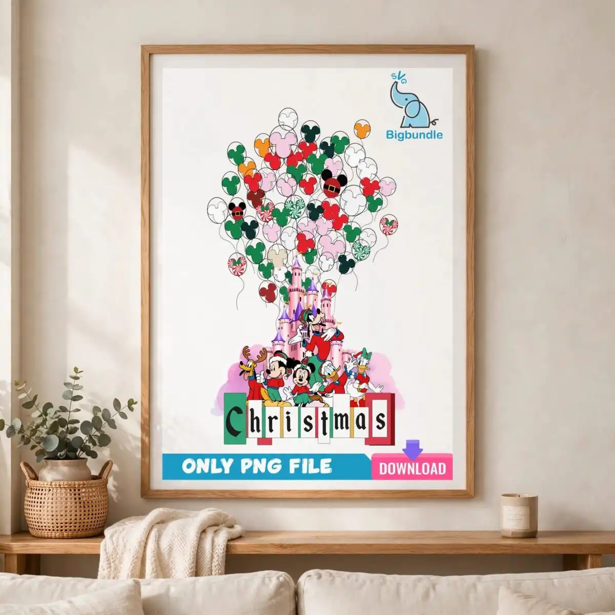 disney balloon png design printed on a plain product mockup