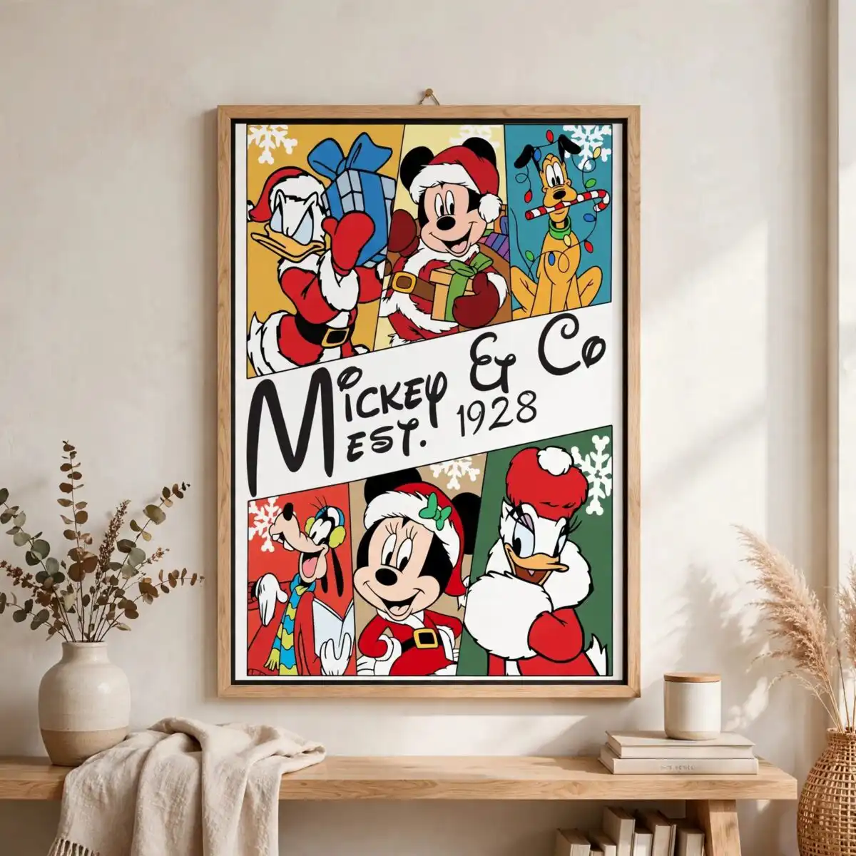 disney santa mickey co png design printed on a plain product mockup