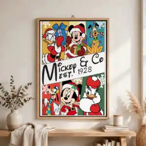 disney santa mickey co png design printed on a plain product mockup