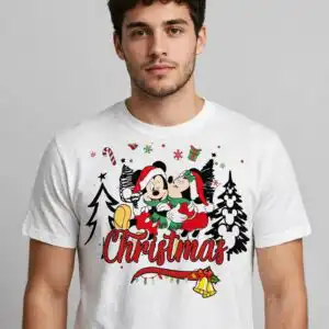 mickey and minnie mouse christmas hug design for cozy family shirts mickey minnie mouse christmas png design printed on a plain product mockup
