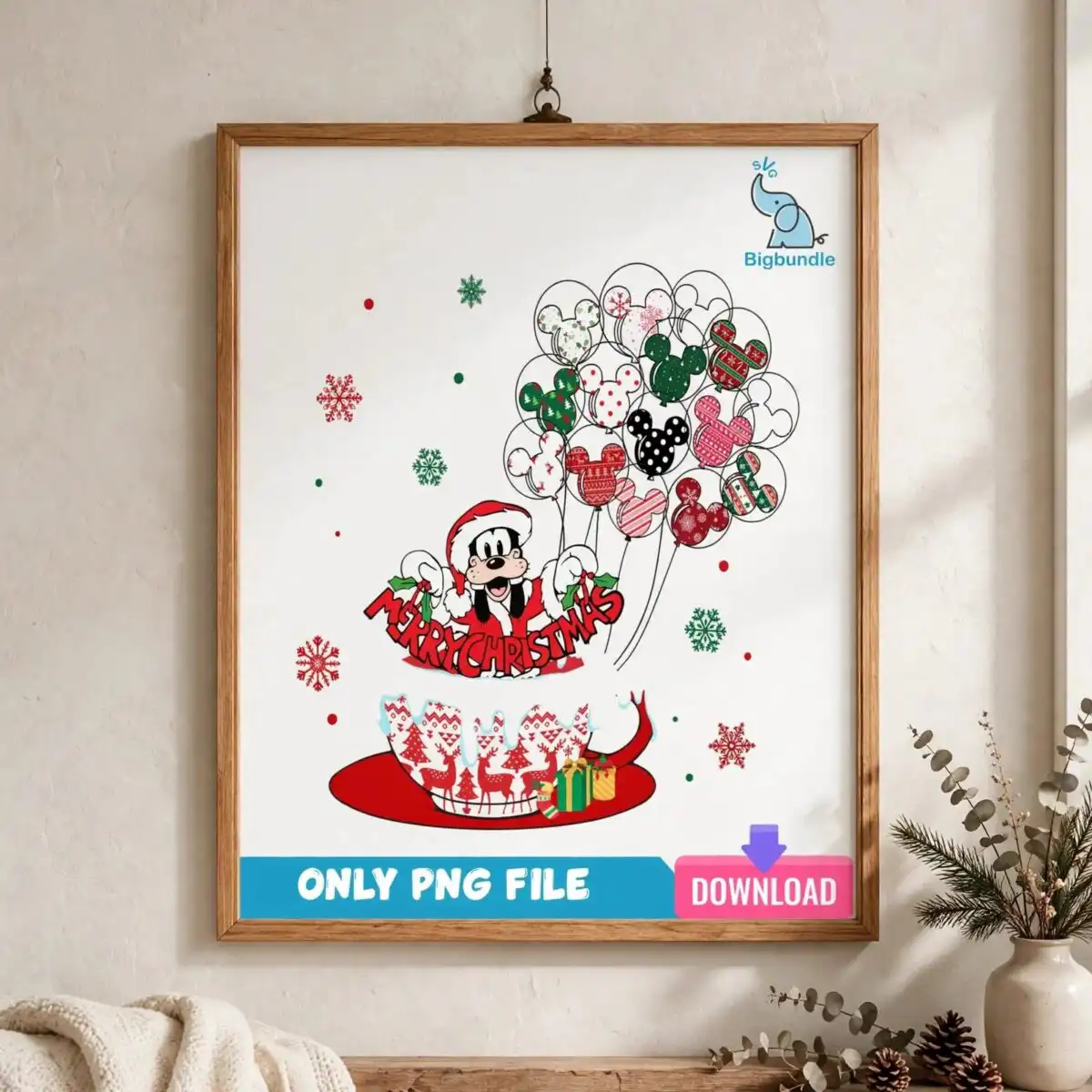 disney santa goofy christmas teacup design with mouse balloons disney santa goofy christmas png design printed on a plain product mockup