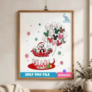 disney santa goofy christmas teacup design with mouse balloons disney santa goofy christmas png design printed on a plain product mockup