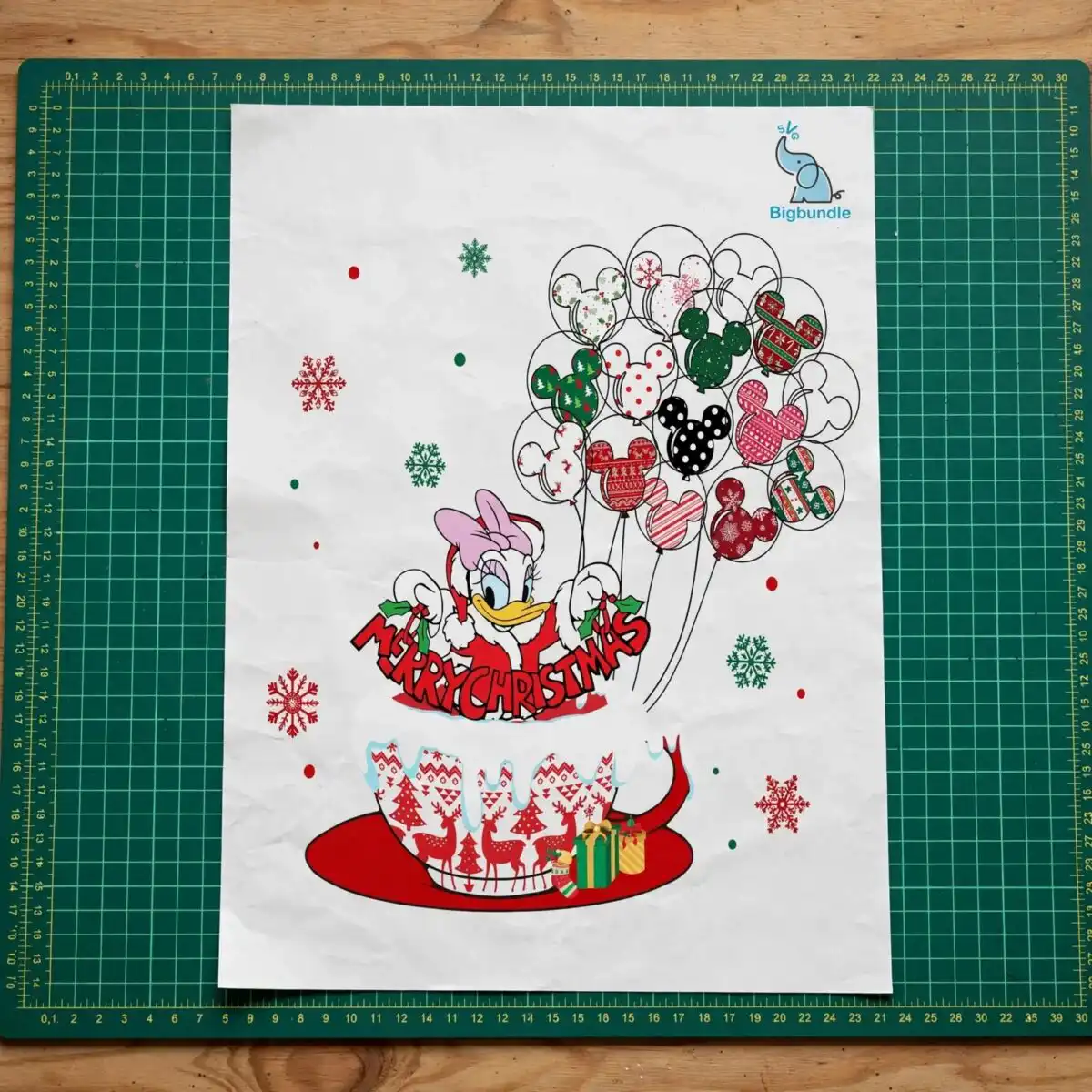 disney daisy duck christmas cup design with balloons and banner disney daisy duck png design printed on a plain product mockup