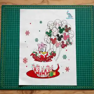 disney daisy duck christmas cup design with balloons and banner disney daisy duck png design printed on a plain product mockup