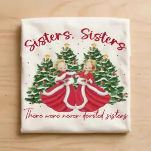 sisters sisters white christmas png design printed on a plain product mockup