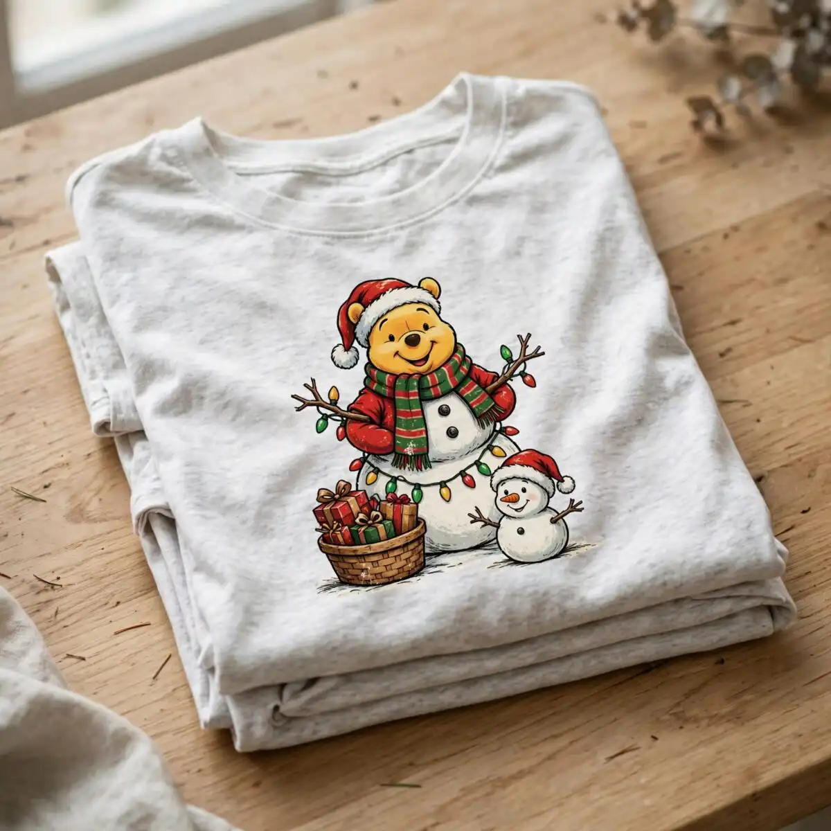 disney christmas characters png design printed on a plain product mockup