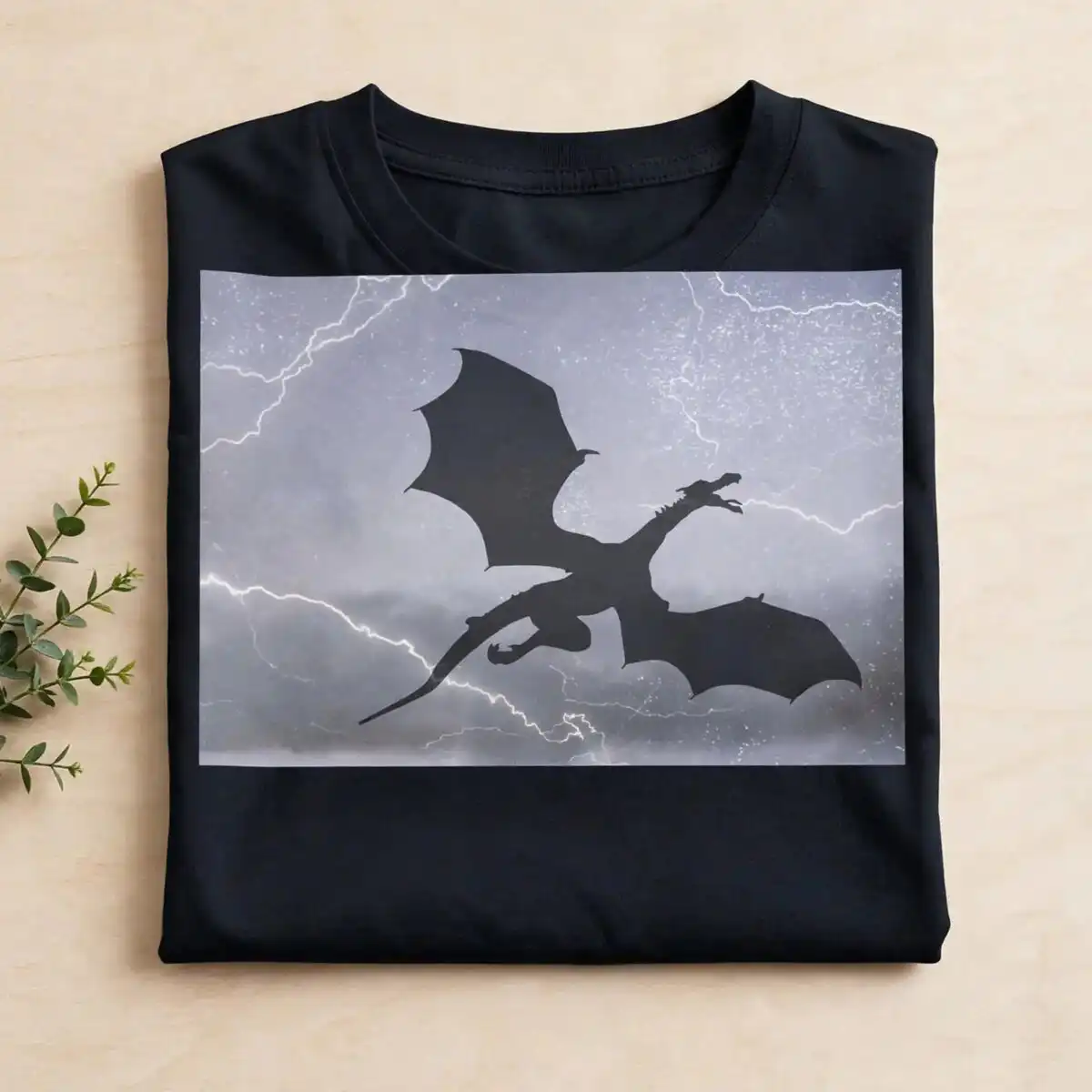 flying dragon in thunderstorm silhouette png for fantasy crafts dragon flying png design printed on a plain product mockup