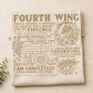 fourth wing violence fasginating bookish collage with dragon and quotes fourth wing violence fasginating png design printed on a plain product mockup