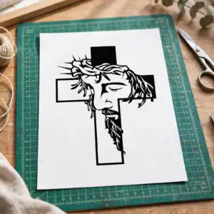 jesus christ cross svg design printed on a plain product mockup