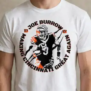 joe burrow making cincinnati png design printed on a plain product mockup