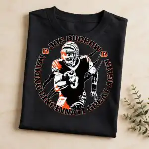 joe burrow making cincinnati png design printed on a plain product mockup