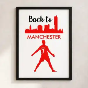 back manchester ronaldo ronado svg design printed on a plain product mockup