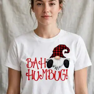 bah humbug grumpy gnome christmas png for shirts and mugs gnome christmas png design printed on a plain product mockup