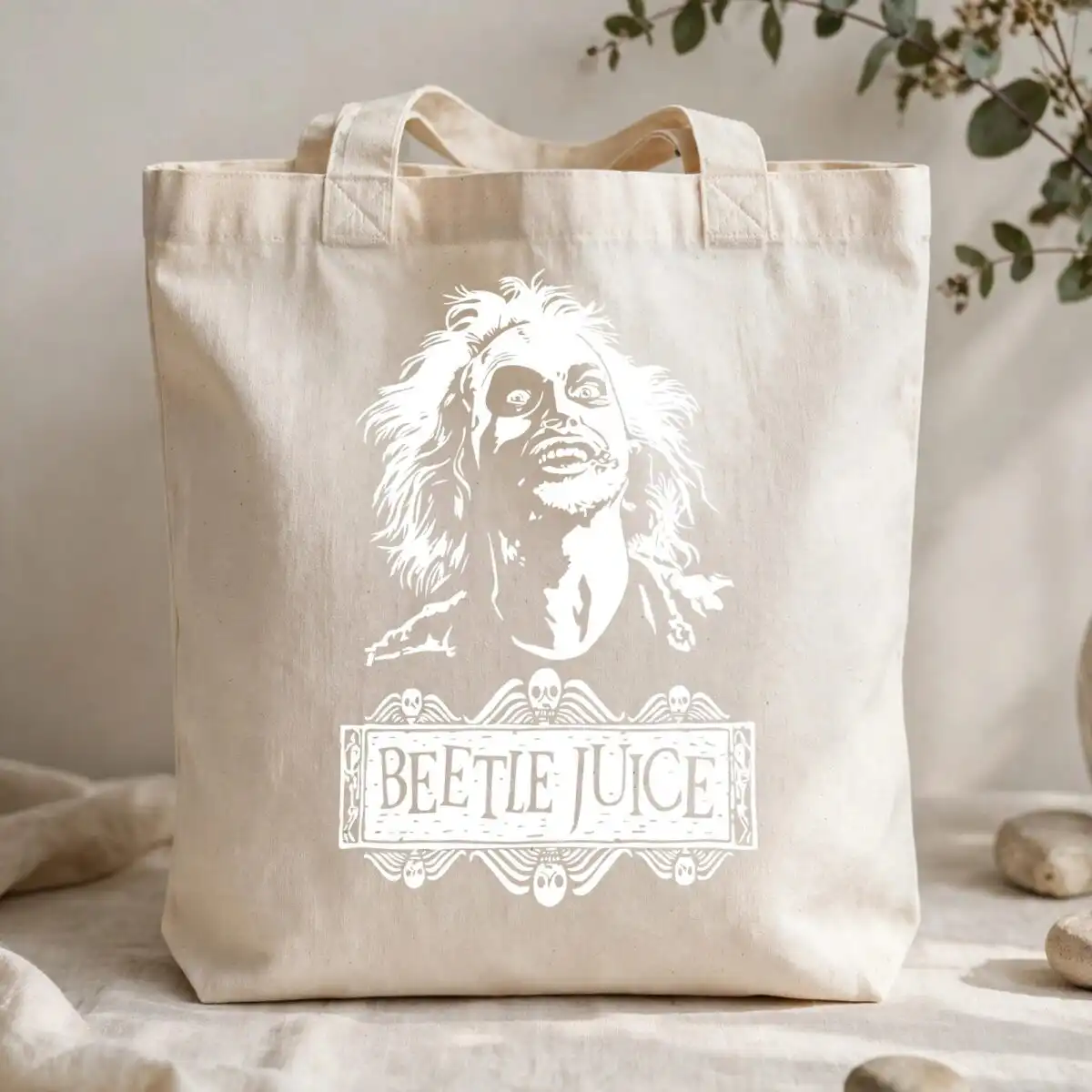 beetlejuice horror movie halloween wild-haired portrait with sign cut file beetlejuice horror movie halloween svg design printed on a plain product mockup