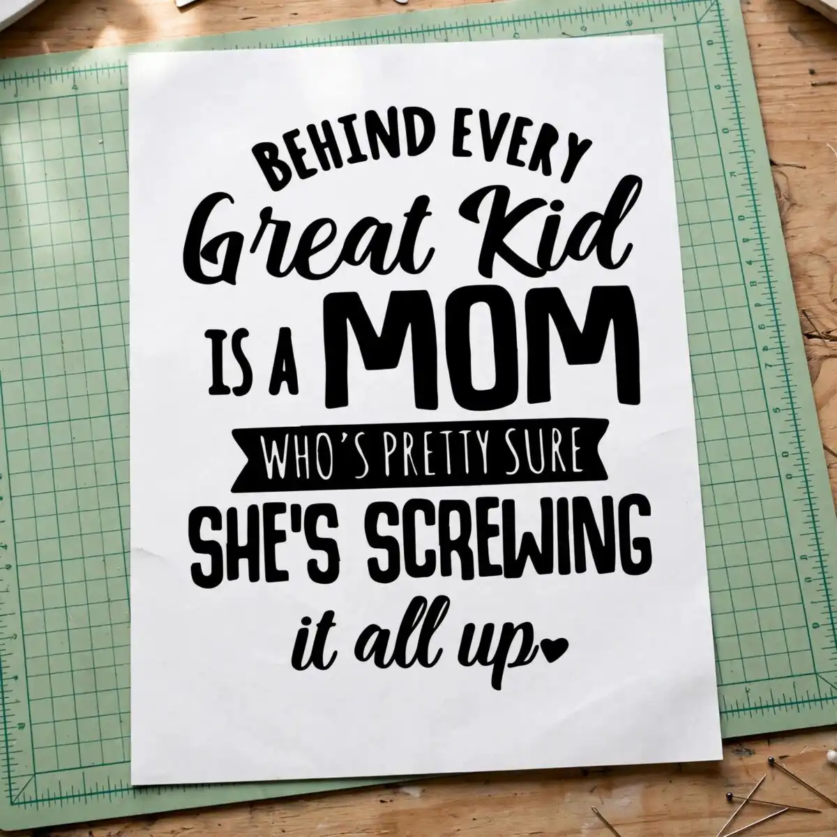 funny mom quote behind every great kid design for mother's day shirts behind every great kid svg design printed on a plain product mockup