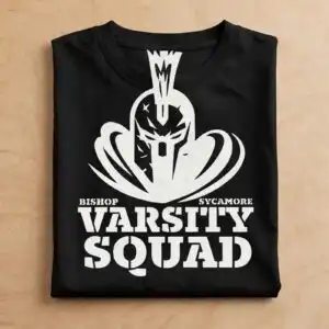 bishop sycamore varsity squad helmet badge for sports fans and students bishop sycamore varsity squad svg design printed on a plain product mockup