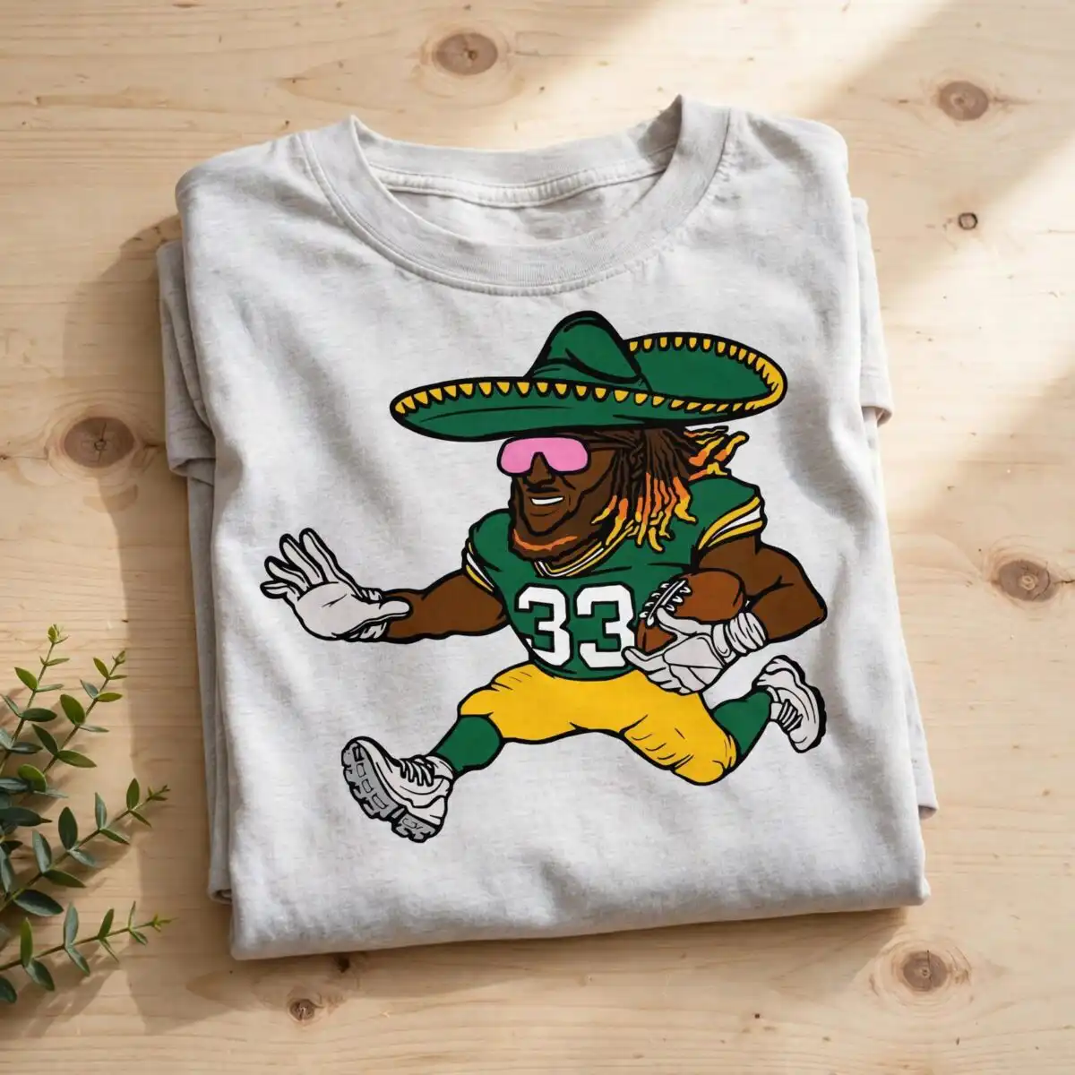 american football player svg design printed on a plain product mockup