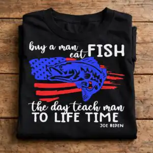 buy a man eat fish funny quote with bass and patriotic american flag buy man eat fish svg design printed on a plain product mockup