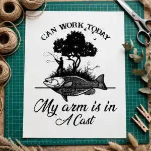 cant work my arm svg design printed on a plain product mockup