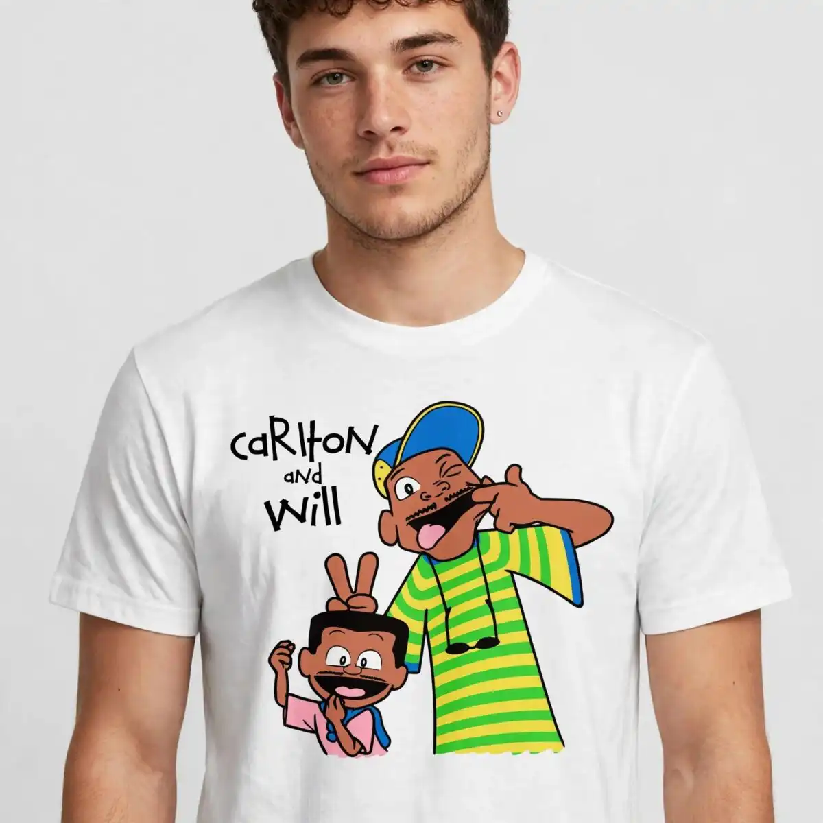 cariton and will naughty cartoon duo shirt design for fans cariton will naughty svg design printed on a plain product mockup