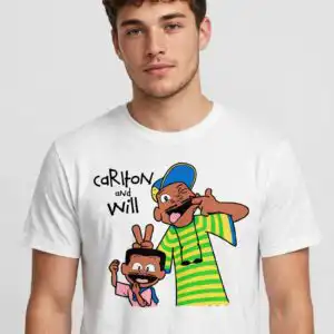 cariton and will naughty cartoon duo shirt design for fans cariton will naughty svg design printed on a plain product mockup