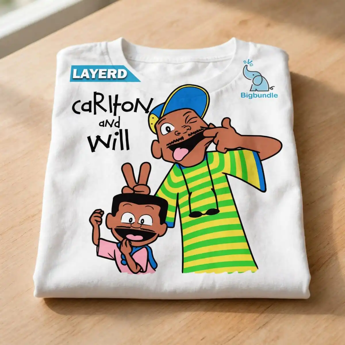 cariton and will naughty cartoon duo shirt design for fans cariton will naughty svg design printed on a plain product mockup