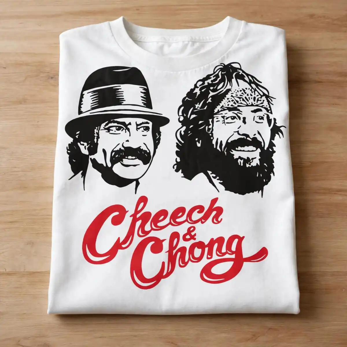 cheech and chong svg design printed on a plain product mockup