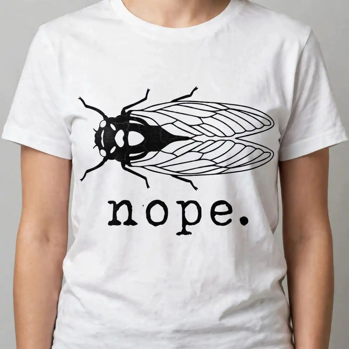 cicadas brood nope cicadas svg design printed on a plain product mockup