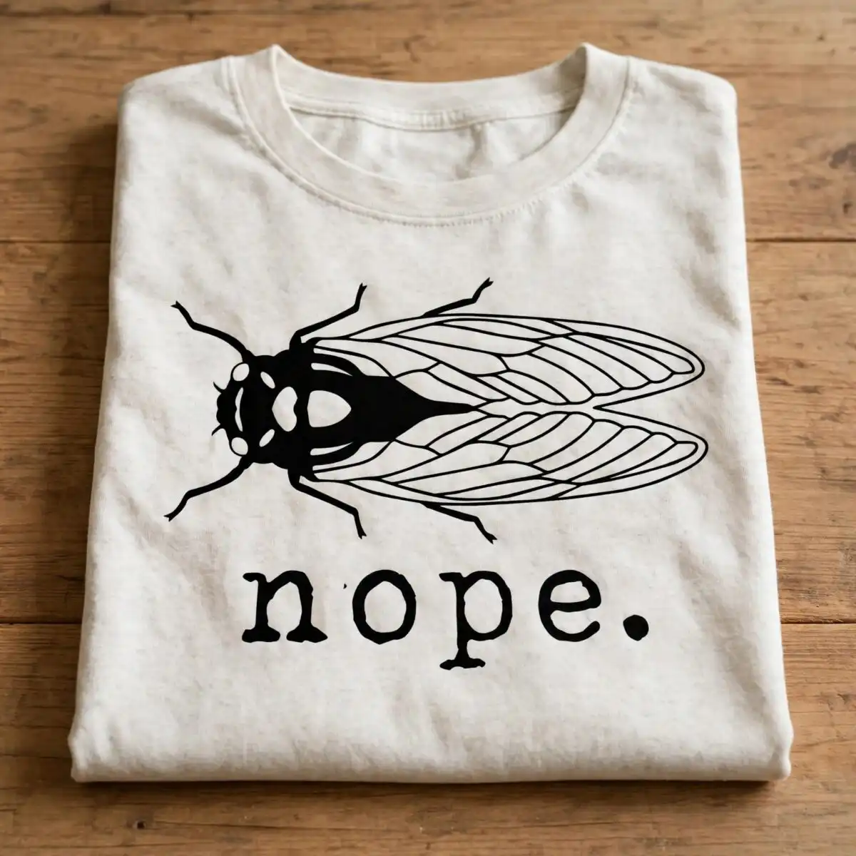 cicadas brood nope cicadas svg design printed on a plain product mockup