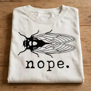 cicadas brood nope cicadas svg design printed on a plain product mockup