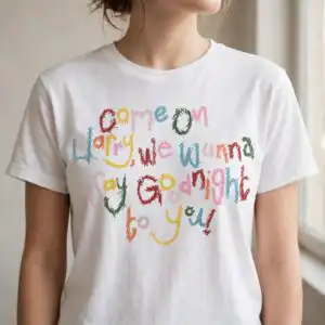 come harry we wanna svg design printed on a plain product mockup