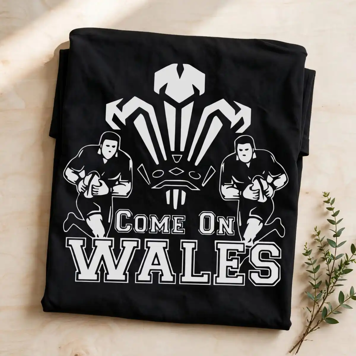wales rugby svg design printed on a plain product mockup