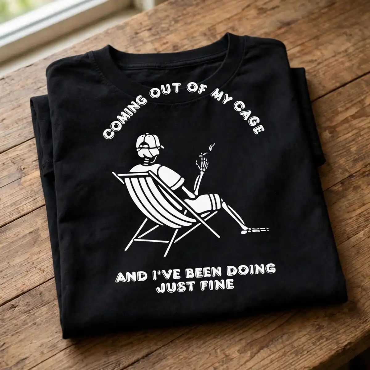 coming out my cage svg design printed on a plain product mockup