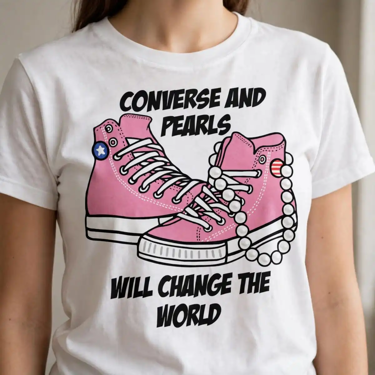 converse pearls will change svg design printed on a plain product mockup