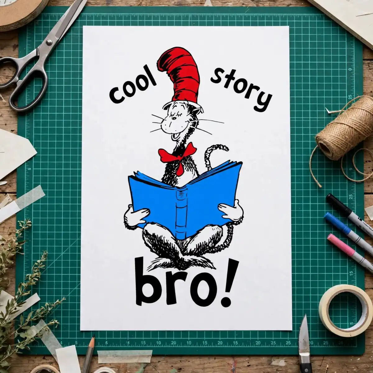 cool story bro dr svg design printed on a plain product mockup