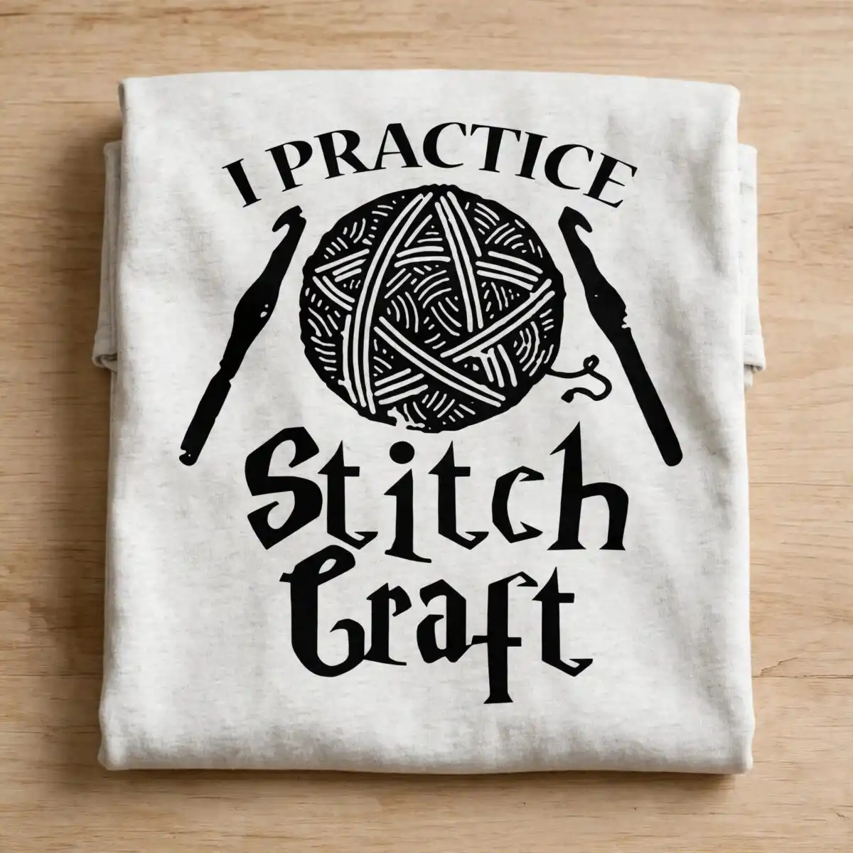 i practice stitch craft funny crochet pun design for yarn lovers crochet practice stitch crochet svg design printed on a plain product mockup