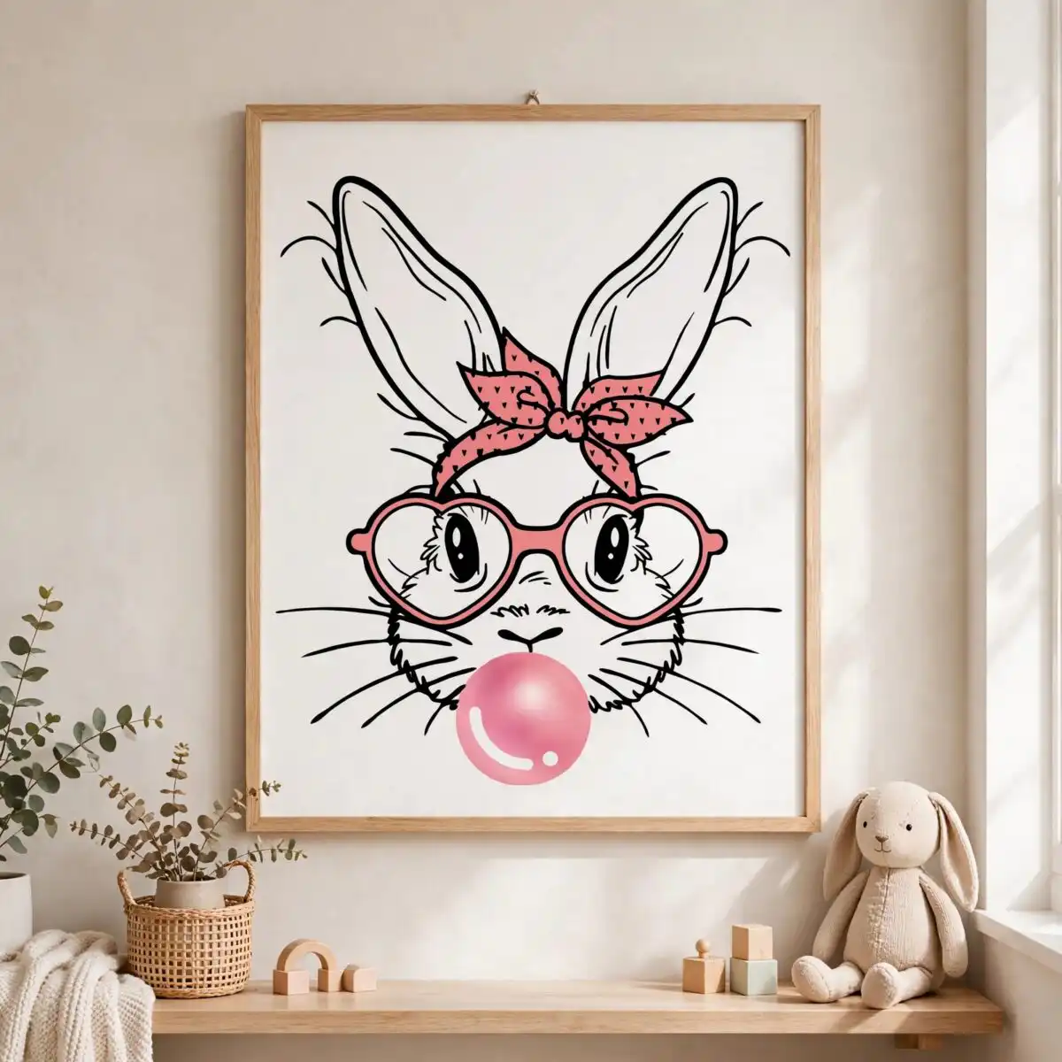 easter bunny face svg design printed on a plain product mockup