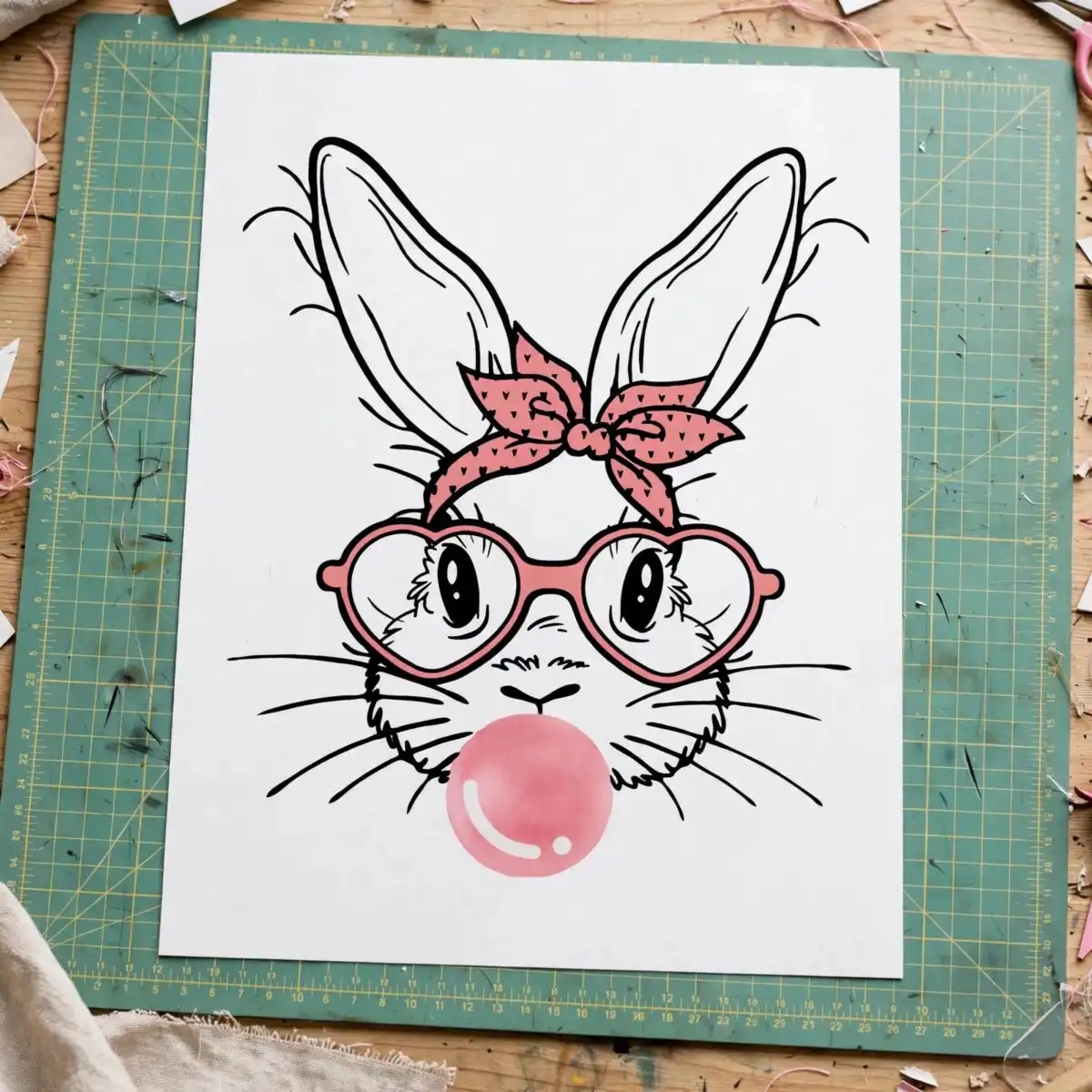 easter bunny face svg design printed on a plain product mockup
