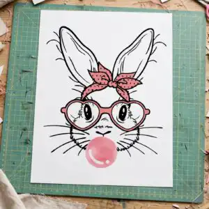 easter bunny face svg design printed on a plain product mockup
