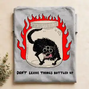don't leave things bottled up monster jar quote graphic for adults don't leave things bottled svg design printed on a plain product mockup
