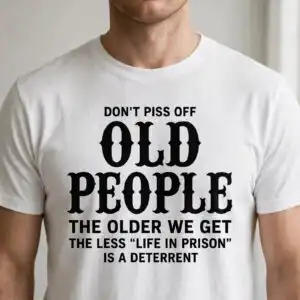 humor funny old people prison svg design printed on a plain product mockup