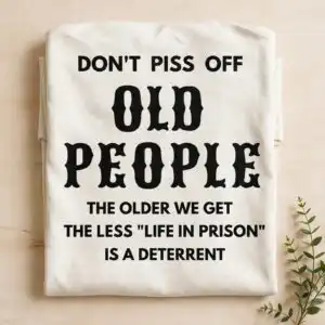 humor funny old people prison svg design printed on a plain product mockup
