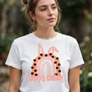 easter bunny image png design printed on a plain product mockup