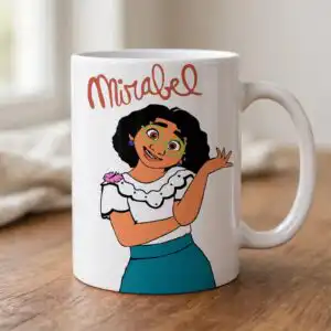 mirabel short curly hair cartoon clipart girl with green glasses short curly cartoon hair png clipart design printed on a plain product mockup